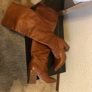 beautiful pointed toe cognac boots by steve madden
